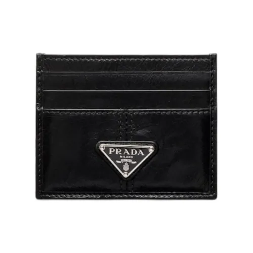 PRADA Мужской кожаный держатель для карт черный