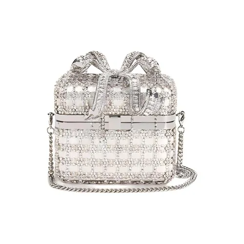 Self Портрет Ткань Маленький Квадратный Клатч Сумка Средний Women's Silver