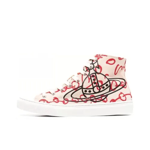 Vivienne Westwood Canvas Shoes High Top White Pink Women's