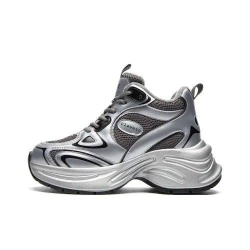 ZHR Термическая обувь увеличивающая высоту устойчивая к истиранию с высоким верхом массивные подошвы женские