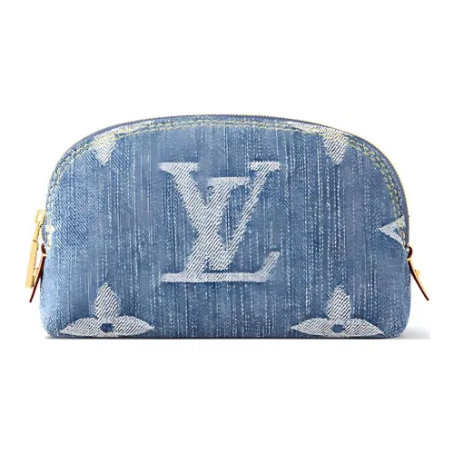 LOUIS VUITTON Деним Туалетная сумка Маленькая Мужская Синяя