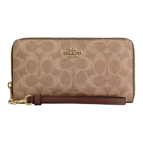 COACH Покрытый холст Кошелек Маленький Женский Коричневый Коричневый