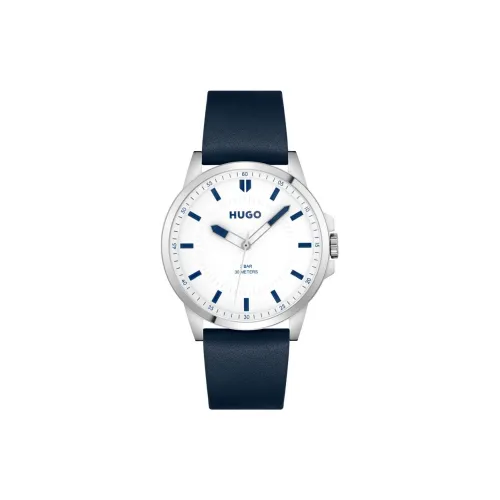 Hugo Boss Мужские часы Кварцевый механизм Кожаный ремешок 43 мм Белый циферблат