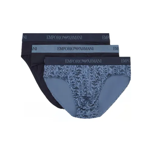 Emporio Armani FW24 Трусы Мужские 3 упаковки Морской синий + Синий + Морской синий