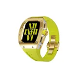 Серебряный корпус, золотая оправа, неоновый зеленый фтористый ремешок