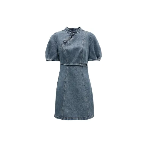 Only J35 Винтажный Деним 390 Женские Короткие Платья с Рукавами