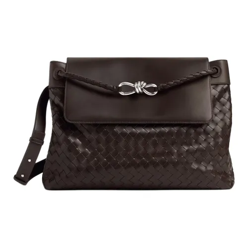 Bottega Veneta Andiamo Series Телячья кожа Курьерская сумка Сумка через плечо Большая Мужская Темно-коричневая