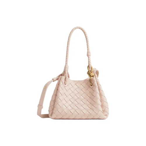Bottega Veneta Sheepskin Portable Crossbody Bag Shoulder Bag Small Women's Embossed Pink
