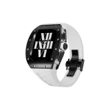 Серебряный корпус, черный ободок, белая лента фторида