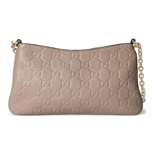GUCCI GG Emblem GRAIN LEATHER Сумка через плечо Сумка на плечо Маленькая Женская Тауповая