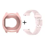 Розовый защитный чехол + розовый сетчатый спортивный силиконовый ремешок.