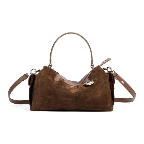 FAIRWHALE Матовый Спилок коровья Ручная сумка Сумка через плечо Обычный Женский Голень Коричневый Кофе Черный Седло Красный