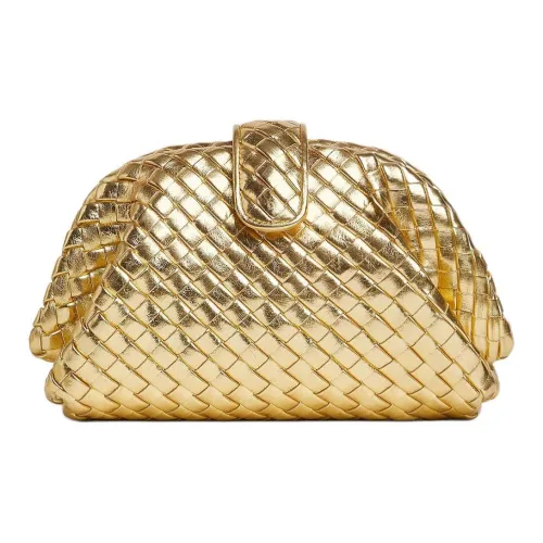 Bottega Veneta Глянцевая кожа клатч маленький женский золотой