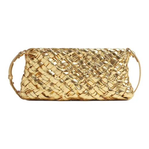 Bottega Veneta Kalimero Sheepskin Crossbody Clutch Women's Gold