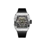 Серебряный корпус, черный ремешок