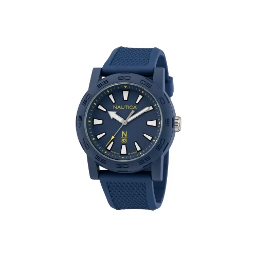 NAUTICA Наручные часы Кварцевый механизм ПУ (полиуретан) Ремешок 44 мм Синий циферблат Унисекс