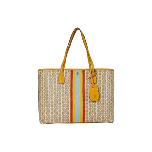 TORY BURCH Gemini Link Покрытый холст Тоут Сумка Сумка для покупок Сумка Сумка через плечо Женская Желтая