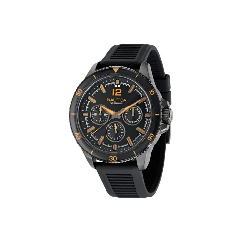 NAUTICA Наручные часы Кварцевый механизм ПУ (полиуретан) Ремешок 46 мм Черный циферблат Мужские часы