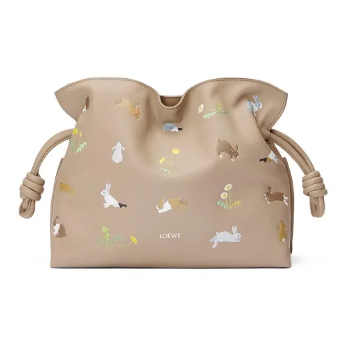 LOEWE Flamenco Nappa Коровья кожа Съемный Регулируемый ремешок с Магнитной застежкой Средний Женские Песочный