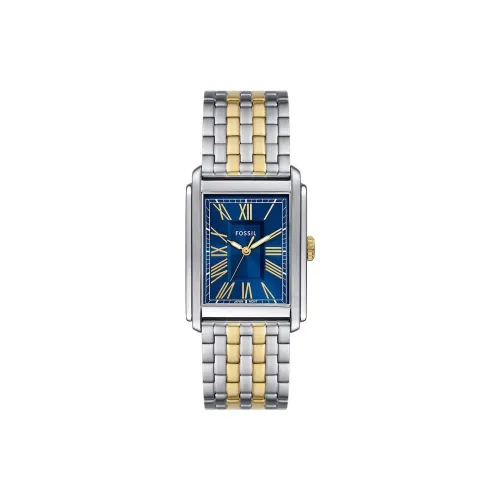 FOSSIL Наручные часы Кварцевый механизм Ремешок из нержавеющей стали 30 мм Синий циферблат Мужские часы