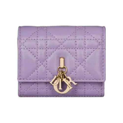 DIOR Cangrid Овечья шкура Кошелек Женские Светло-фиолетовый