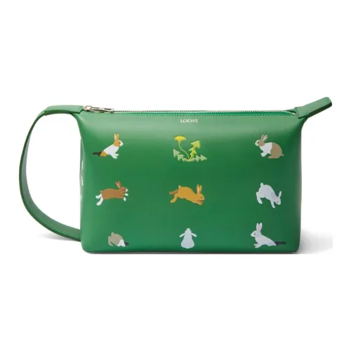 LOEWE Suna Fujita Коллаборация Napa Голень Кожа Сумка для туалетных принадлежностей Унисекс Тропический Зеленый