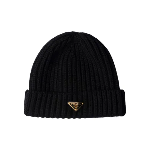 PRADA Ткань Трикотажная ткань Эмаль Шапки-бини Женские Черный