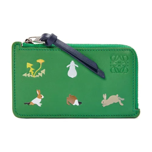 LOEWE Suna Fujita Коллаборация Nappa Коровья кожа Держатель для карт Женские Тропический Зеленый