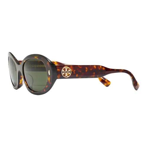 TORY BURCH Ацетат Bio Based Угольный OVAL SUNGLASSES Унисекс Черепаховый