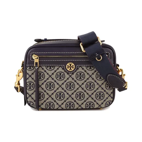 TORY BURCH T Monogram Ткань с коровья кожа Camera Сумка Сумка через плечо Стандартная Женская Темно-синий Деним