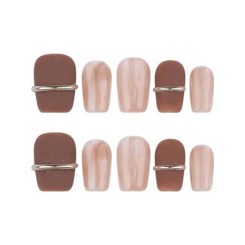 Yun Yue Joe Ручная работа Nail Матовый Осветляющий Кофейный стиль Майярд False Nail Короткий LADDER 15 мм