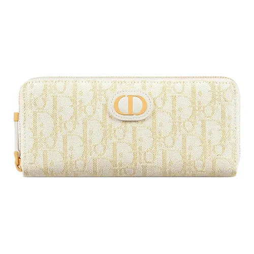 DIOR 30 Montaigne Хлопок Кошелек Женские Золото Белый