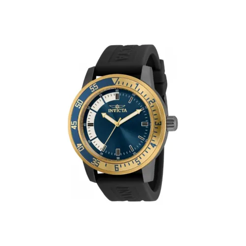 INVICTA Мужские часы Кварцевый механизм Силиконовый ремешок 45 мм Синий циферблат