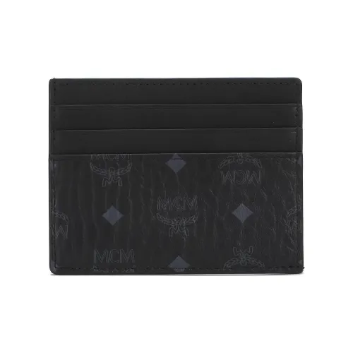 MCM Original Visetos Кожа Хранение Картхолдер Кошелек Маленький Унисекс Черный Монограмма