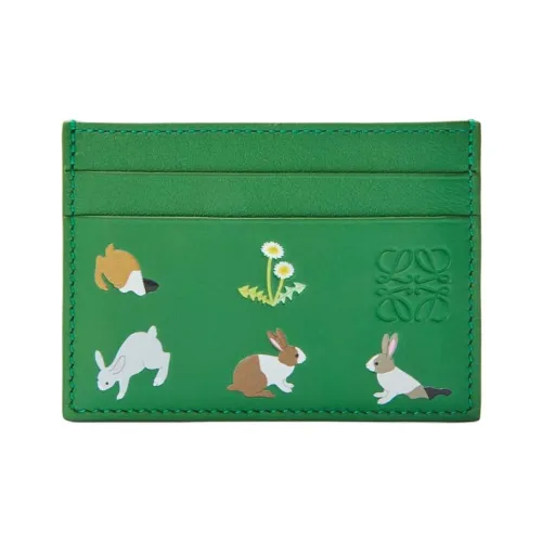 LOEWE Suna Fujita Коллаборация Коровья кожа Держатель для карт Женские Зеленый