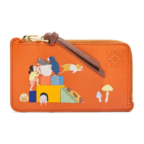 LOEWE Suna Fujita Коллаборация Nappa Коровья кожа Держатель для карт Женские Кленовый Апельсин