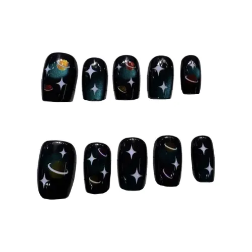 Yun Yue Joe Счастье Планета Звезды Вселенная Ручной Рисунок False Nail Короткий Лестница 15 мм