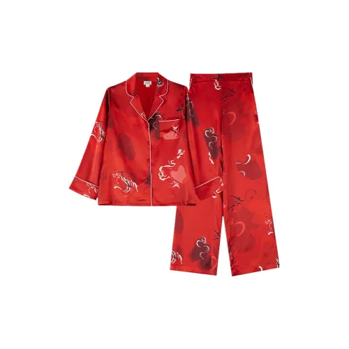 SILKISS Шелк Пижамный комплект Женские Змея Dance