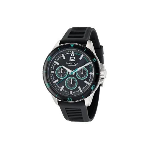 NAUTICA Наручные часы Кварцевый механизм ПУ (полиуретан) Ремешок 46 мм Черный циферблат Мужские часы