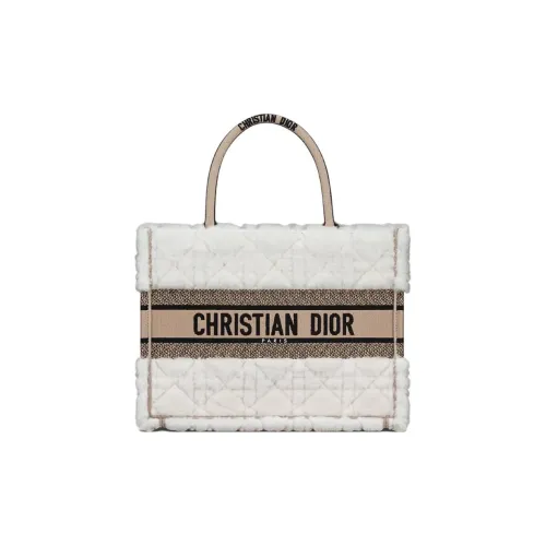 DIOR BookTote Lambskin Shearling Tote Bag Shopping Bag Tote Bag Medium Women's Ecru