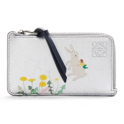 LOEWE Suna Fujita Коллаборация Nappa Коровья кожа Держатель для карт Женское серебро