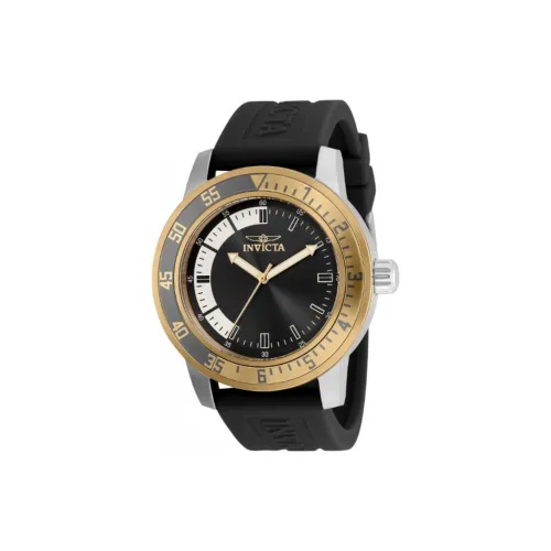 INVICTA Мужские часы Кварцевый механизм Силиконовый ремешок 45 мм Черный циферблат