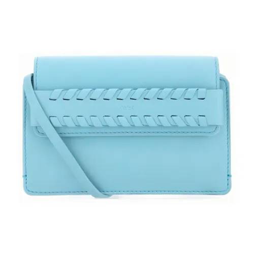 Chloe Mony Smooth Calfskin Handheld Crossbody Wallet Women's Light Blue
