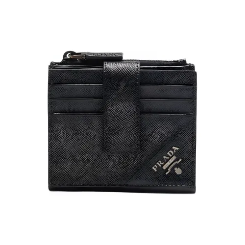 PRADA Saffiano кожаный кошелек для карт мужской черный