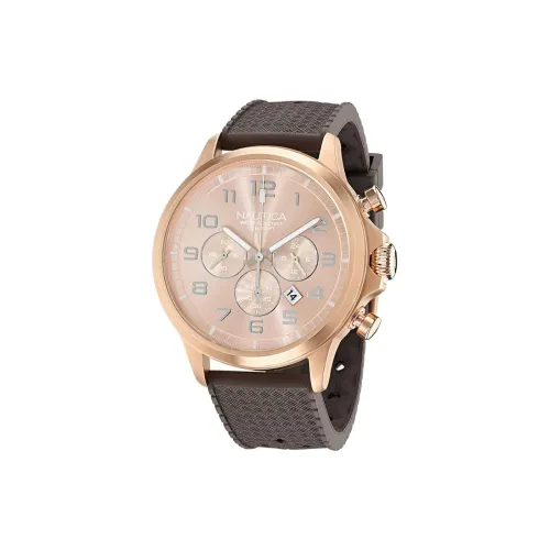 NAUTICA Наручные часы Кварцевый механизм Резиновый ремешок 45 мм Розовое золото Циферблат часов Мужские часы