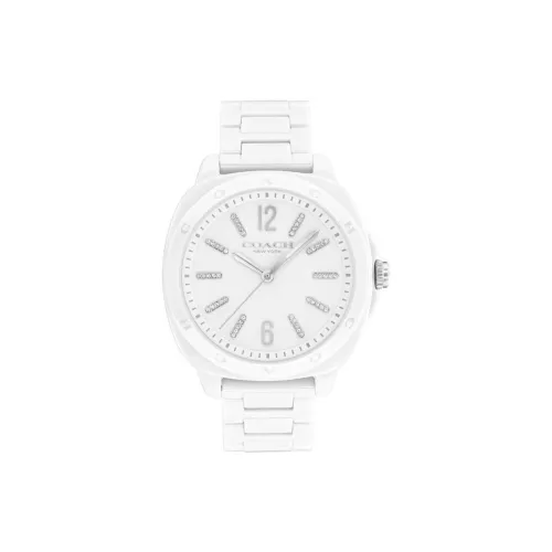 COACH Женские часы Кварцевый механизм Керамика Ремешок 38 мм Белый циферблат