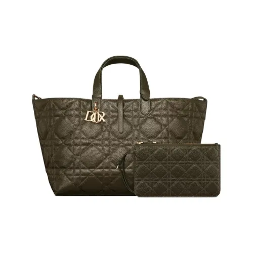 DIOR Рельеф Телячья кожа Native Сумка Большая Женская Хаки Зеленая