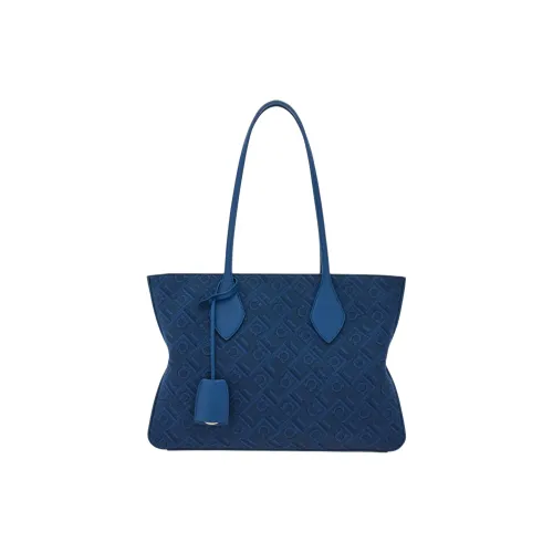 Ferragamo Ткань Тоут Сумка Сумка для покупок Сумка на плечо Сумка среднего размера Женская Синяя