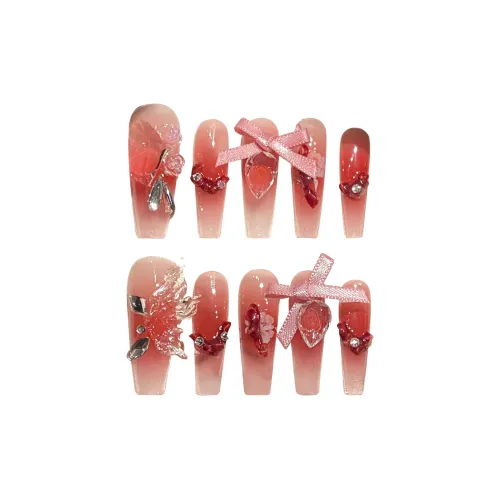 Yun Yue Joe Любовь OF Всю жизнь Бант Burgundy Мягкий False Nail Длинный 30MM