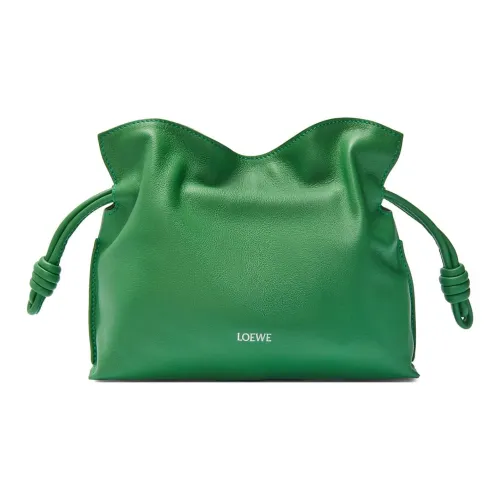 LOEWE Suna Fujita Коллаборация Flamenco Nappa Коровья кожа Одно плечо Через плечо Клатч Мини Женские Тропический Зеленый